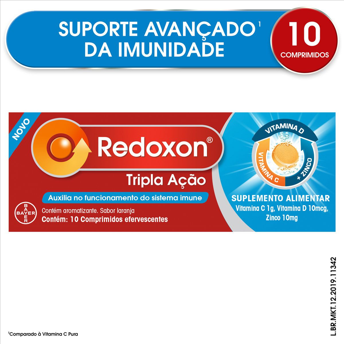 Redoxon Tripla Ação Vitamina C, D e Zinco Sabor Laranja 10 Comprimidos Efervescentes — imagem 3 | Drogaria Taveira