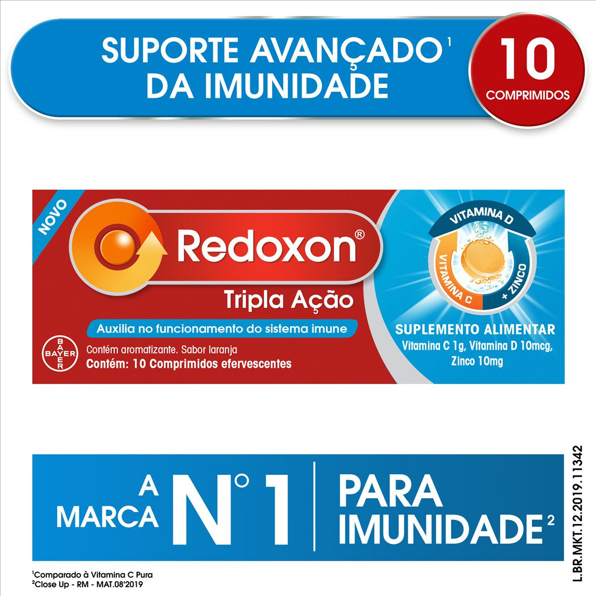 Redoxon Tripla Ação Vitamina C, D e Zinco Sabor Laranja 10 Comprimidos Efervescentes — imagem 4 | Drogaria Taveira