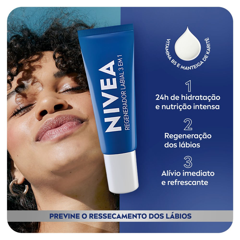 Regenerador Labial Nivea 3 em 1 10g — imagem 3 | Drogaria Taveira