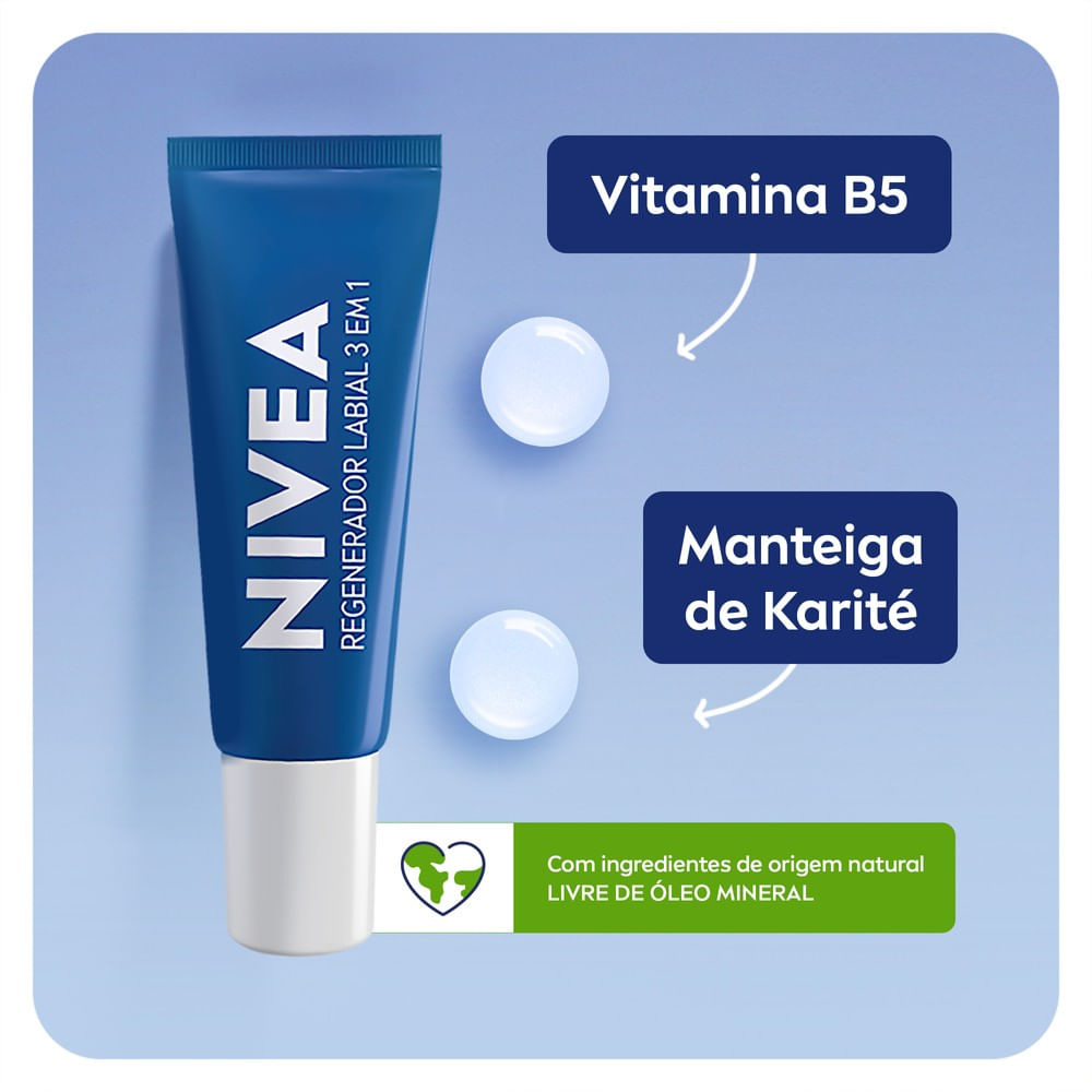 Regenerador Labial Nivea 3 em 1 10g — imagem 4 | Drogaria Taveira