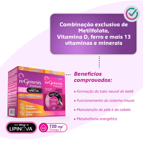 Regenesis Premium Lipinova 120 Cápsulas Moles — imagem 4 | Drogaria Taveira