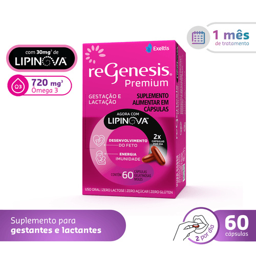 Regenesis Premium Vitamina para Gestante 60 Cápsulas Moles — imagem 2 | Drogaria Taveira