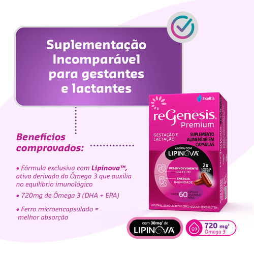 Regenesis Premium Vitamina para Gestante 60 Cápsulas Moles — imagem 3 | Drogaria Taveira