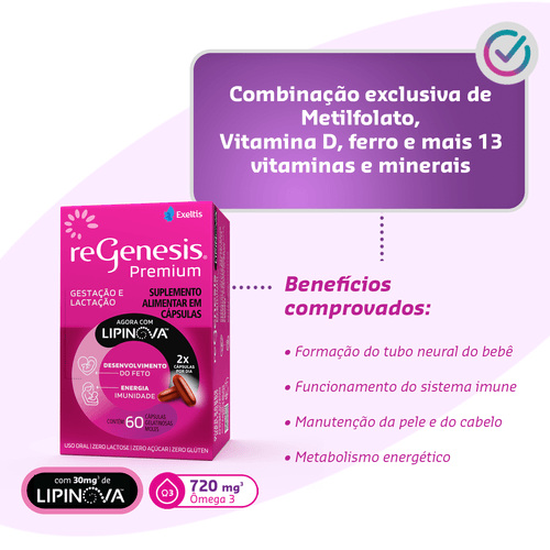 Regenesis Premium Vitamina para Gestante 60 Cápsulas Moles — imagem 4 | Drogaria Taveira