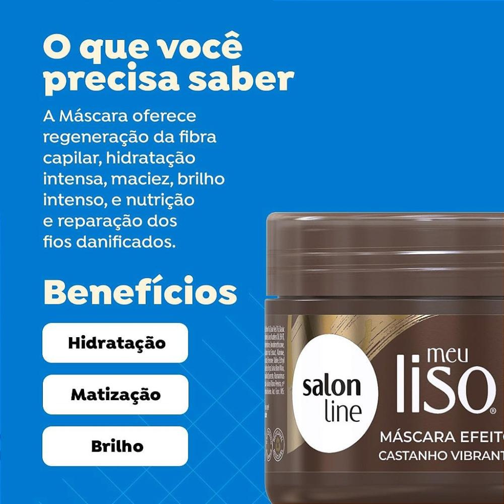 S Line - Meu Liso Matizadora Castanho - Máscara Capilar - 300g — imagem 2 | Drogaria Taveira