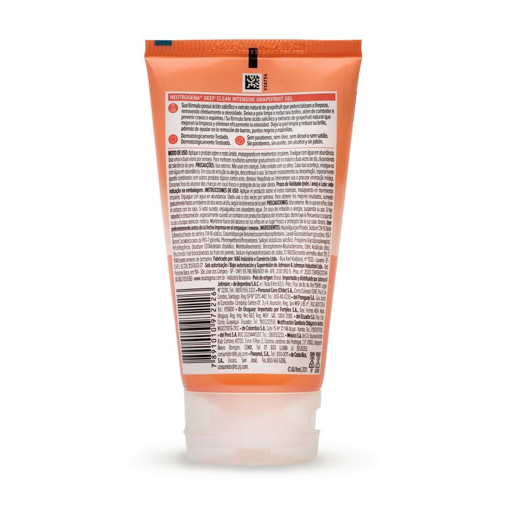 Sabonete em Gel Facial Neutrogena Deep Clean Grapefruit 150g — imagem 4 | Drogaria Taveira
