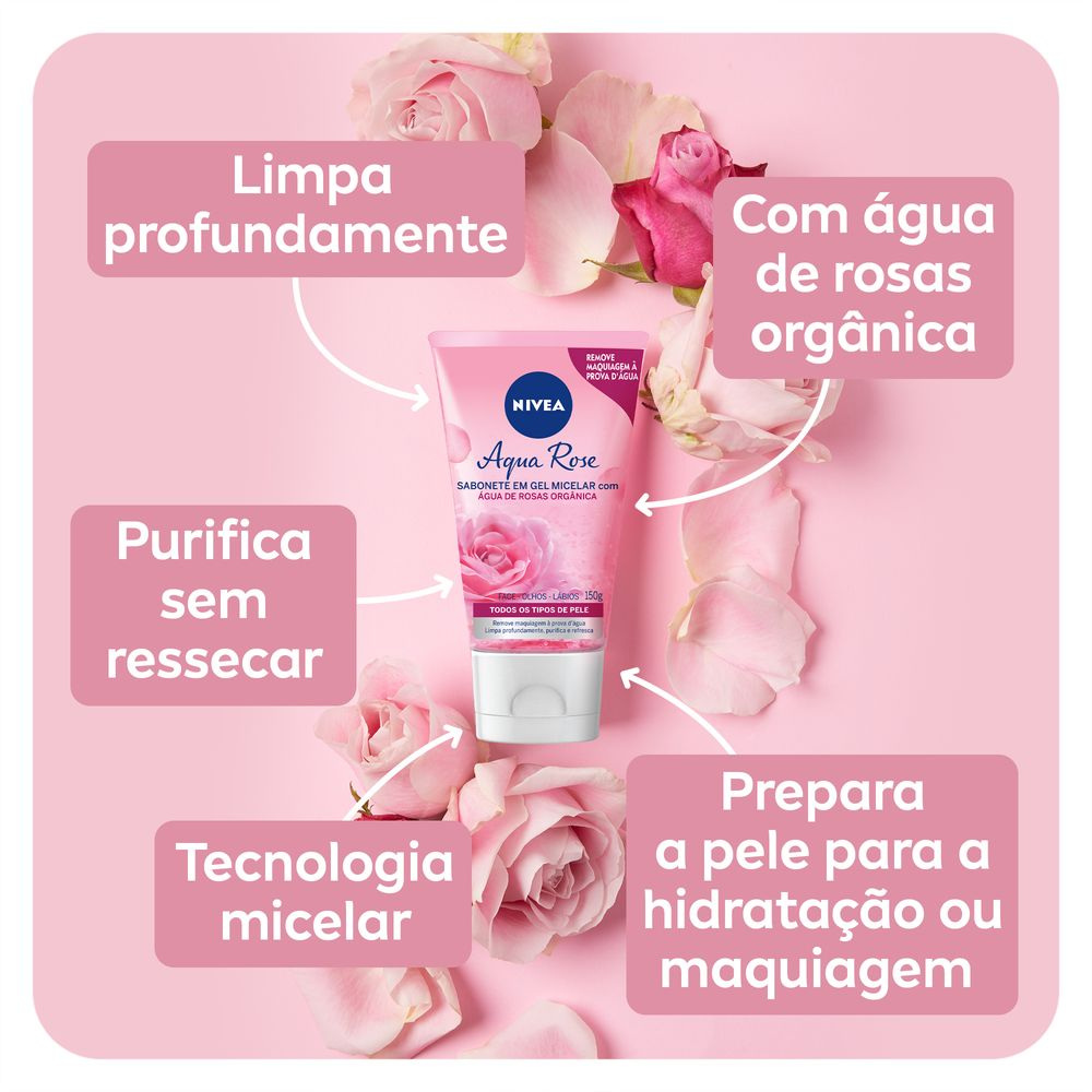 Sabonete em Gel Facial Nivea Aqua Rose 150ml — imagem 4 | Drogaria Taveira