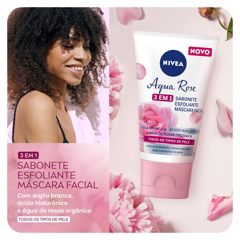 Sabonete Facial Nivea Aqua Rose 3 em 1 Argila e Ácido Hialurônico 150ml — imagem 3 | Drogaria Taveira