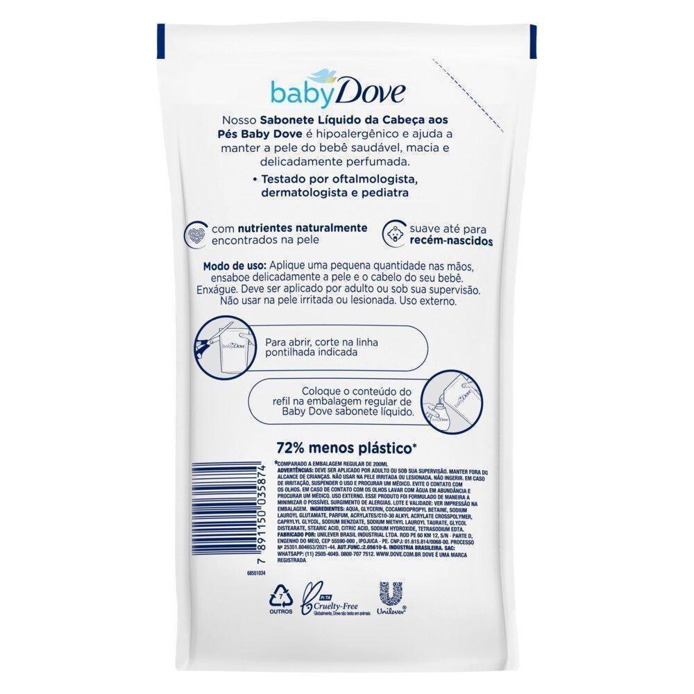 Sabonete Líquido Infantil Baby Dove Hidratação Enriquecida Refil 180ml — imagem 3 | Drogaria Taveira
