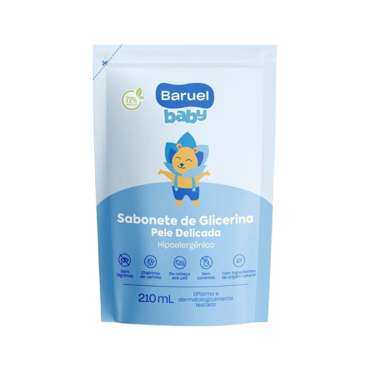 Sabonete Líquido De Glicerina Baruel Baby Pele Delicada Da Cabeça Aos Pés Sachê Refil 210ml — Baruel Baby | Drogaria Taveira