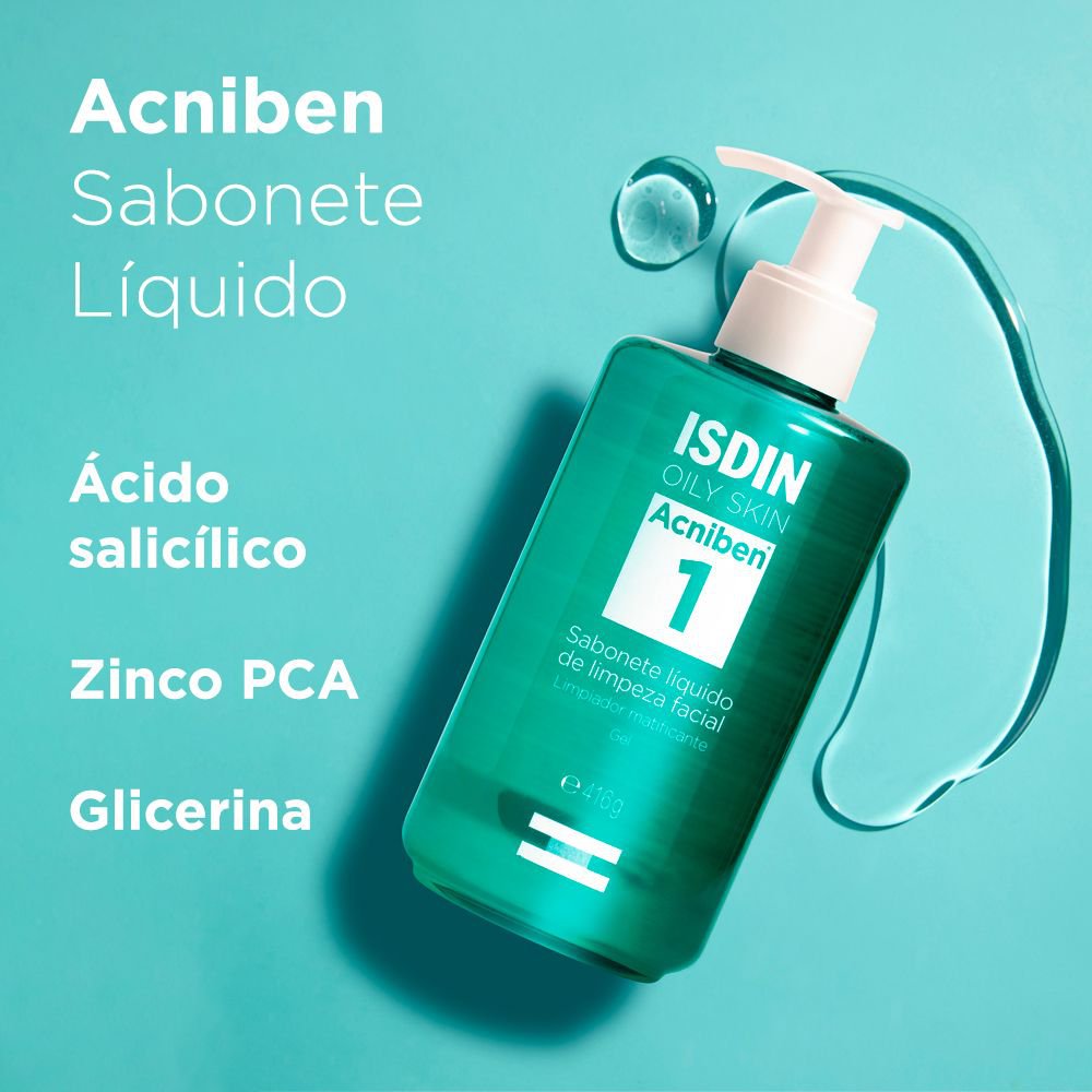 Sabonete Líquido Facial ISDIN Acniben Oily Skin Pele Oleosa 416ml — imagem 4 | Drogaria Taveira