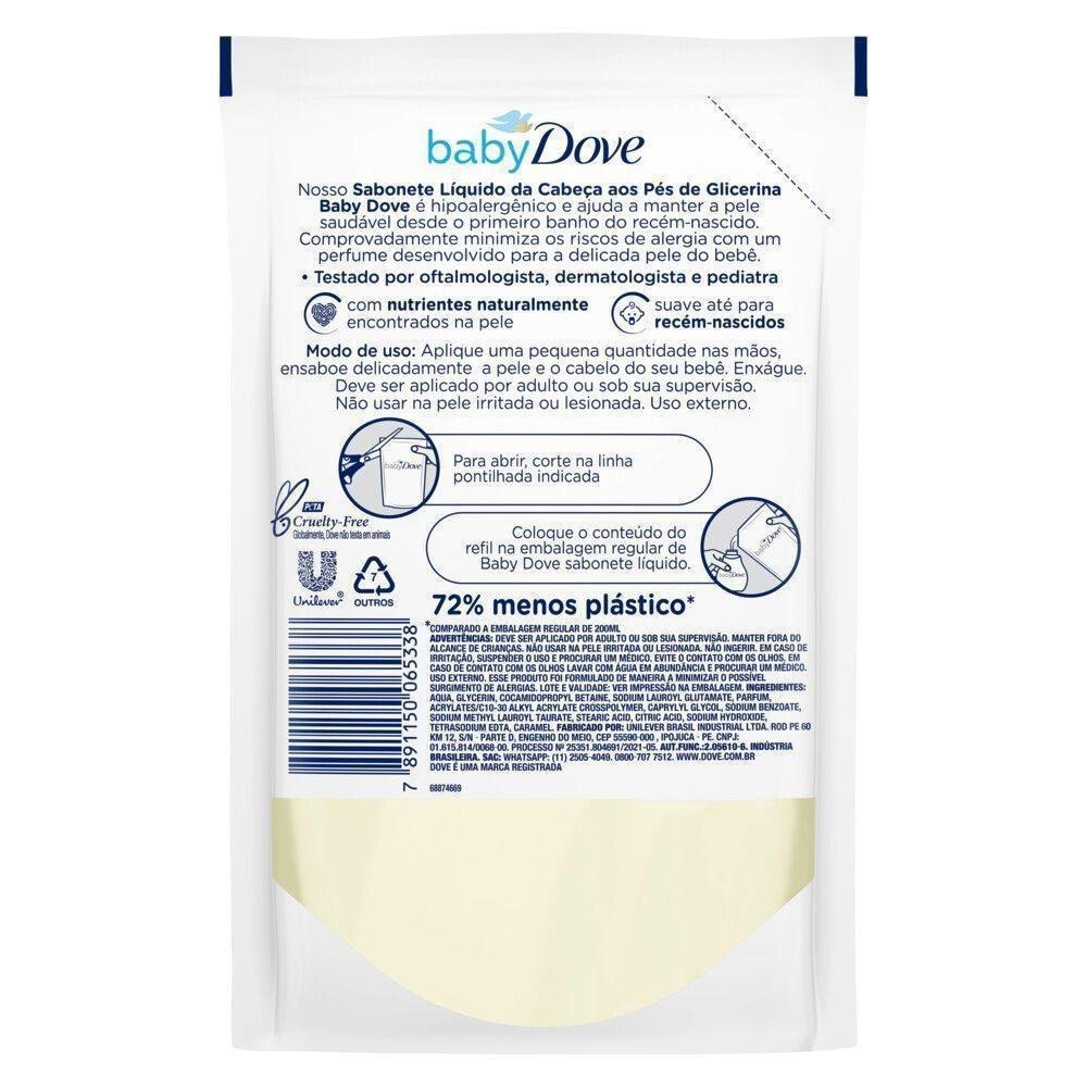Sabonete Líquido Infantil Baby Dove Hidratação Glicerinada Relaxante Refil 400ml — imagem 3 | Drogaria Taveira