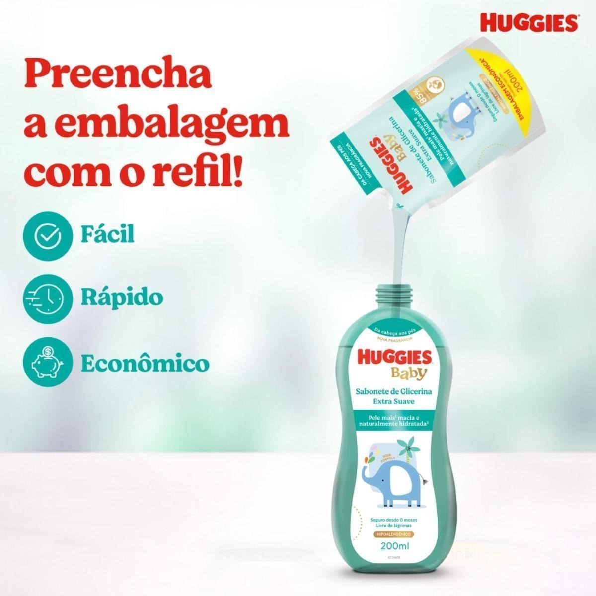 Sabonete Líquido Infantil Huggies Extra Suave Refil 200ml — imagem 2 | Drogaria Taveira