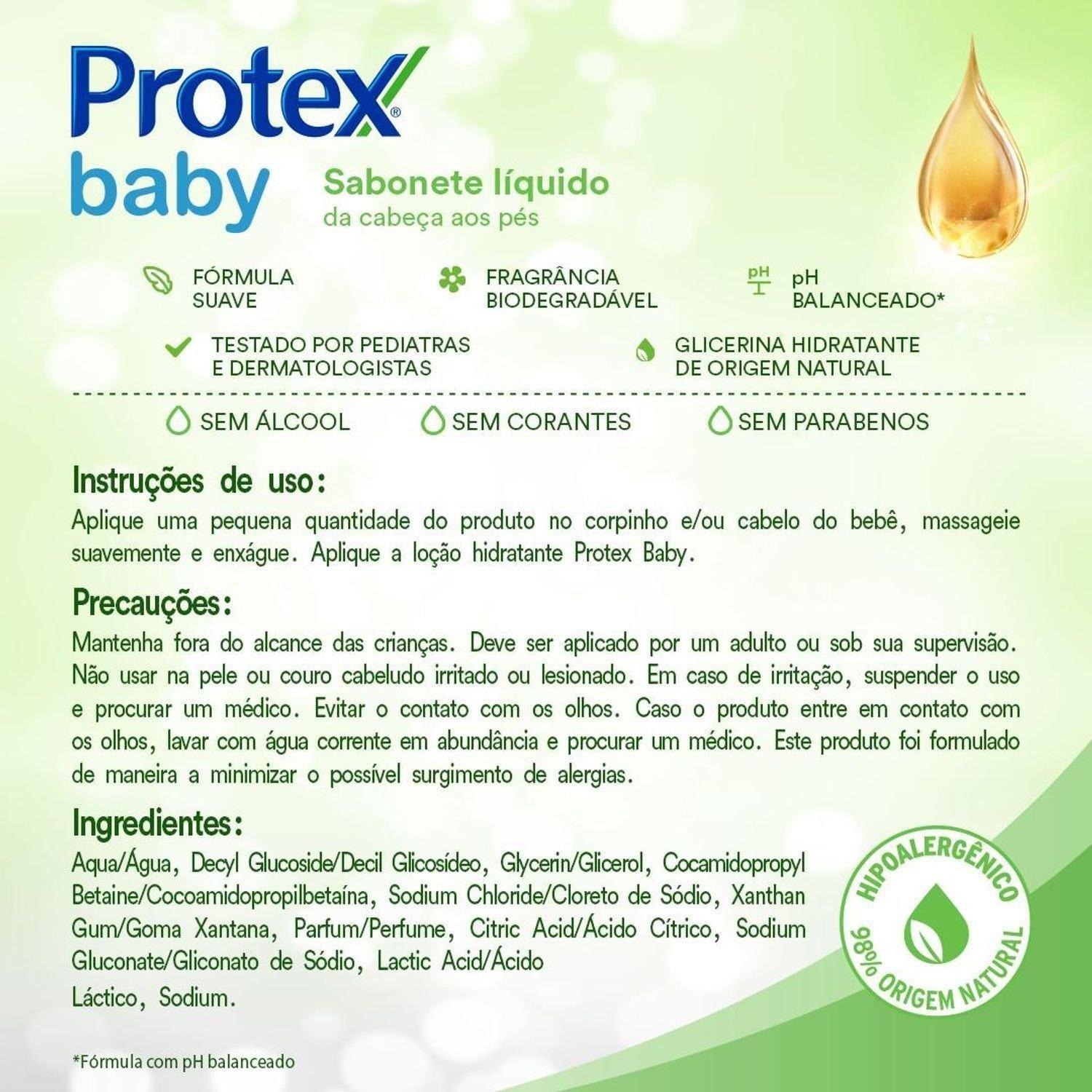 Sabonete Líquido Infantil Protex Baby Glicerina 400ml — imagem 4 | Drogaria Taveira