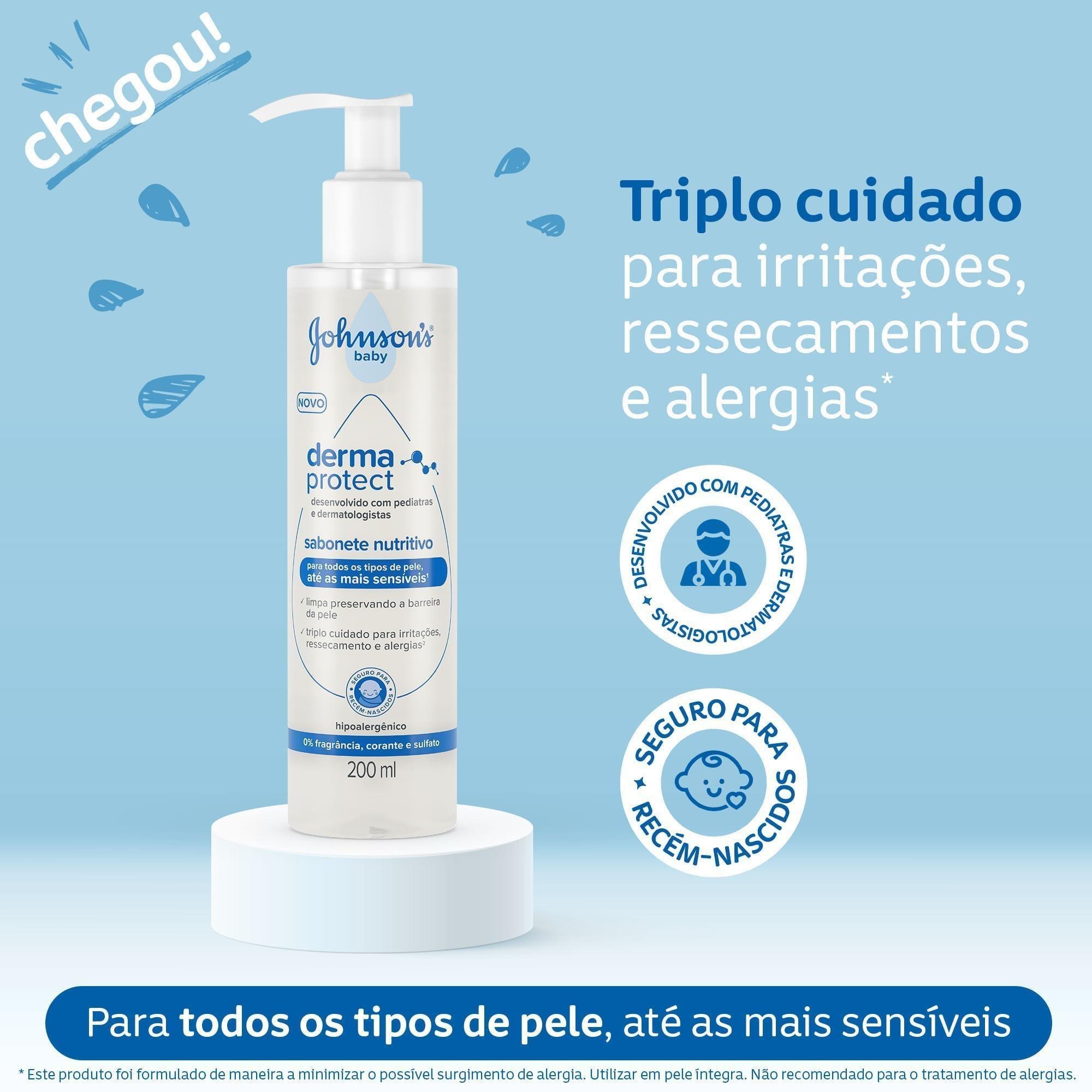 Sabonete Líquido Nutritivo Johnson's Baby Derma Protect Sem Fragrância 200ml — imagem 3 | Drogaria Taveira