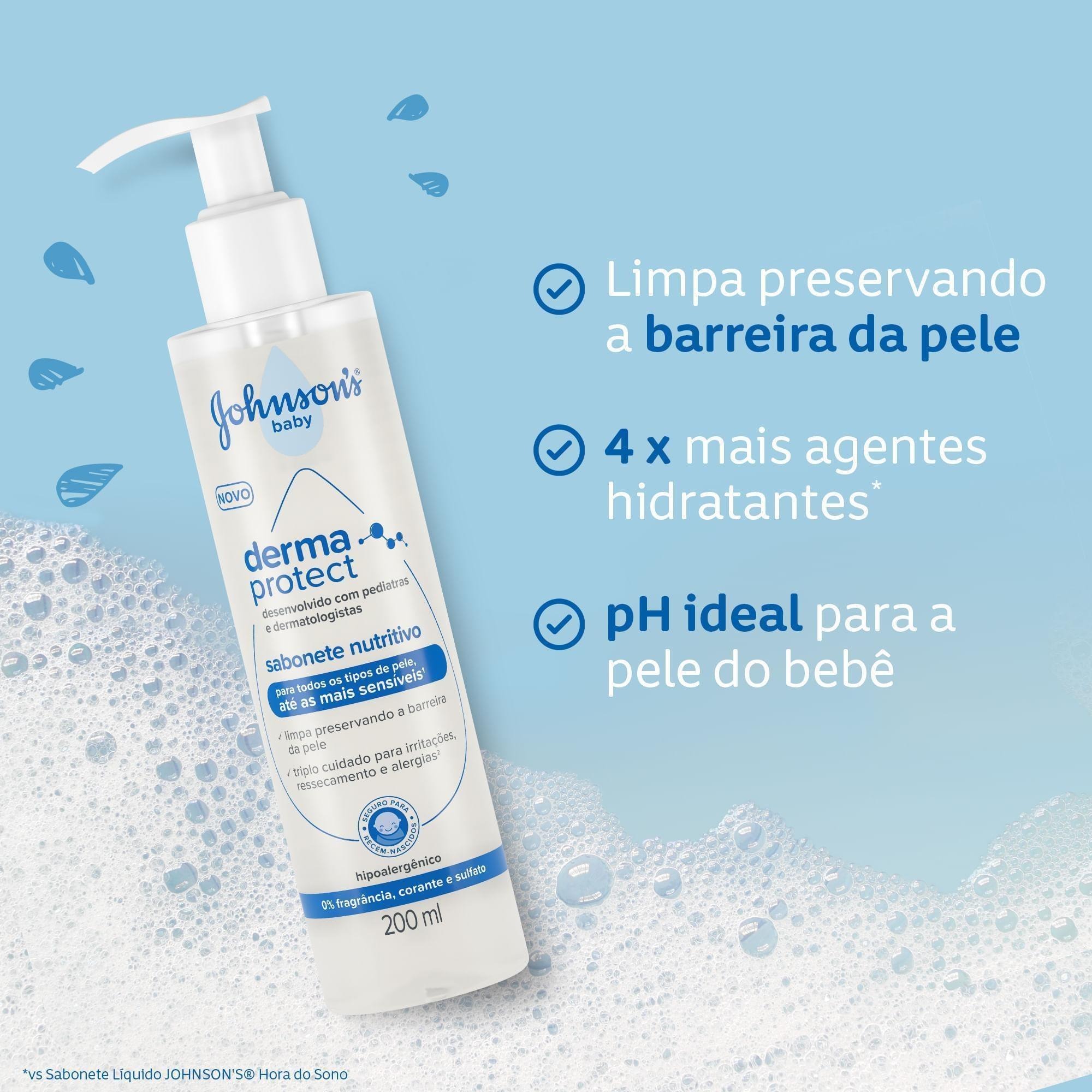Sabonete Líquido Nutritivo Johnson's Baby Derma Protect Sem Fragrância 200ml — imagem 4 | Drogaria Taveira
