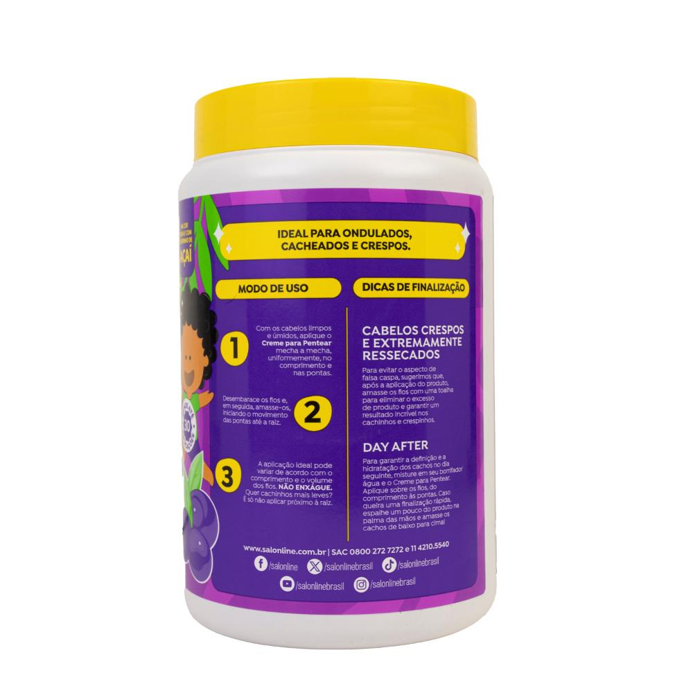 Salon Line Kids - Açaí Cachinhos Sem Frizz - Creme para Pentear - 1000ml — imagem 4 | Drogaria Taveira