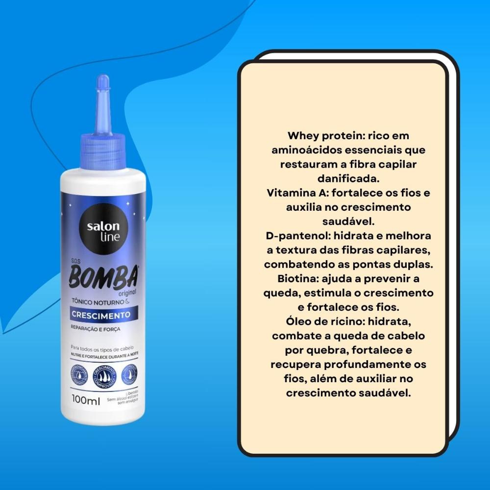 Salon Line SOS Bomba Original Tônico Noturno 100ml — imagem 3 | Drogaria Taveira