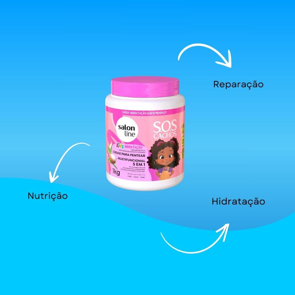 Salon Line - SOS Cachos Kids 5 em 1 - Creme para Pentear - 1kg — imagem 2 | Drogaria Taveira