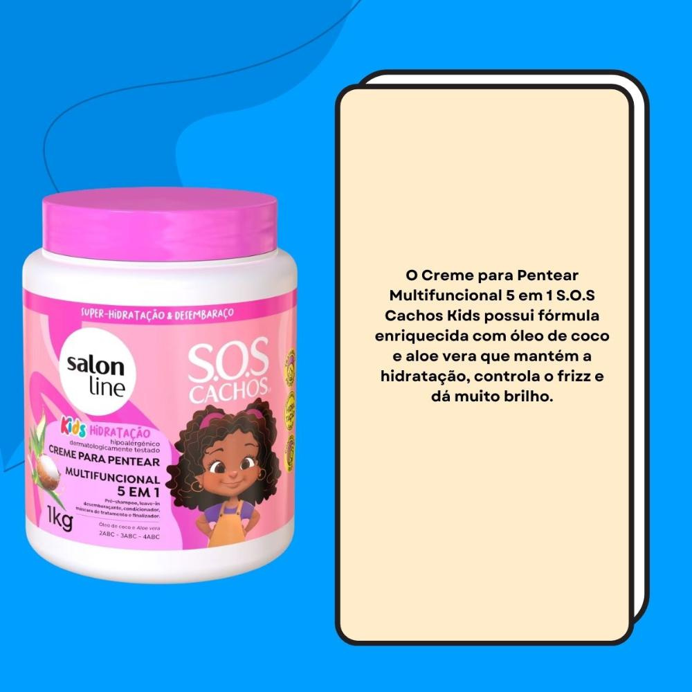 Salon Line - SOS Cachos Kids 5 em 1 - Creme para Pentear - 1kg — imagem 3 | Drogaria Taveira