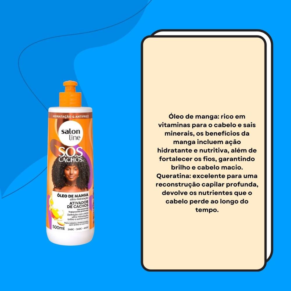 Salon Line SOS Cachos Óleo de Manga Ativador de Cachos - 500ml — imagem 4 | Drogaria Taveira