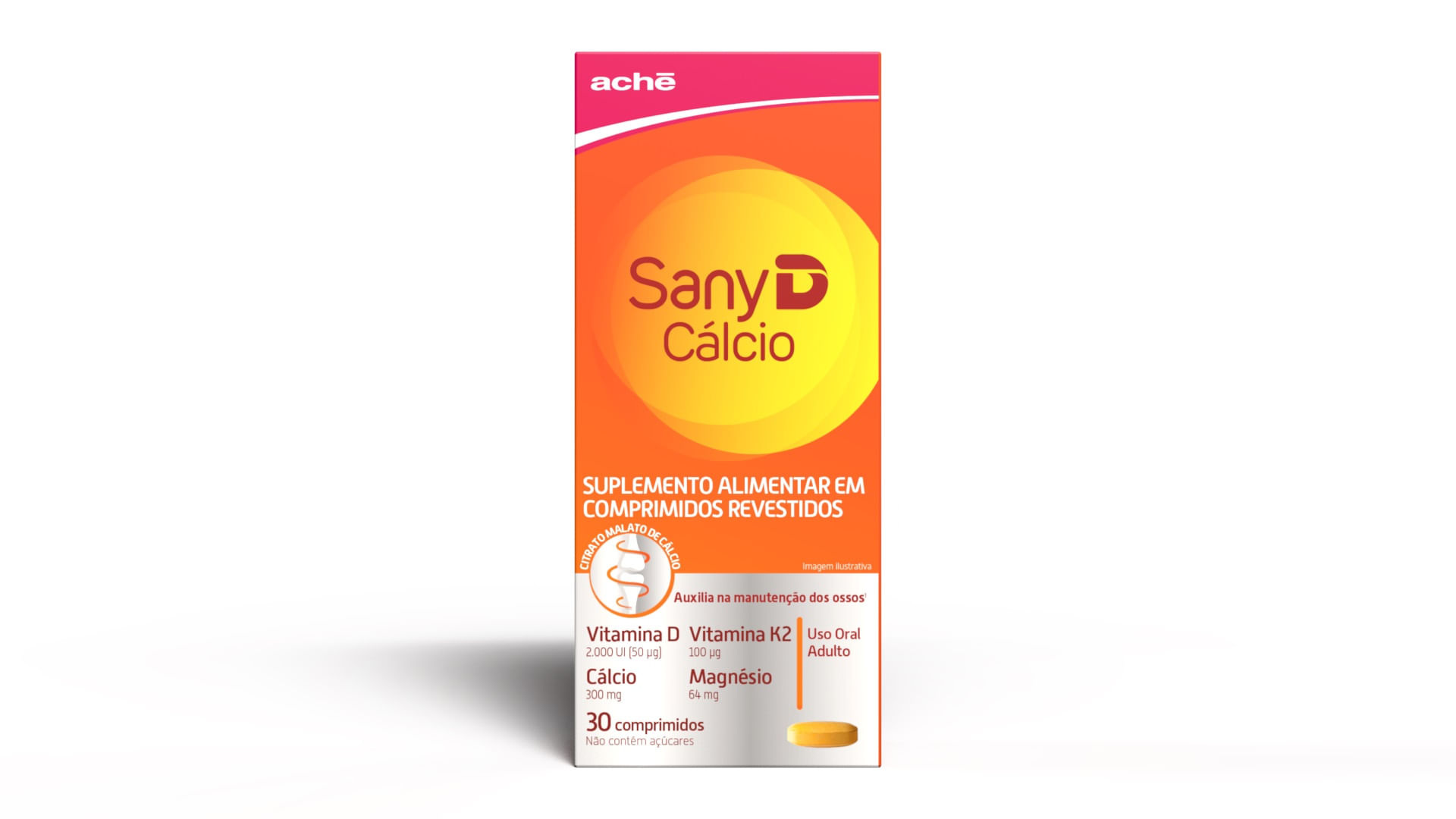 Sany D Cálcio 2000UI + 300mg 30 Comprimidos — Aché | Drogaria Taveira