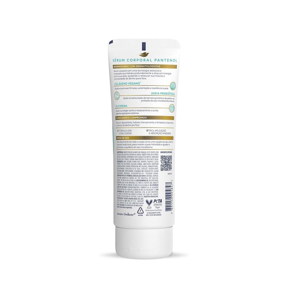 Sérum Dove Hidratante Corporal sem Perfume Pantenol + Dermo Reparador 180ml — imagem 4 | Drogaria Taveira