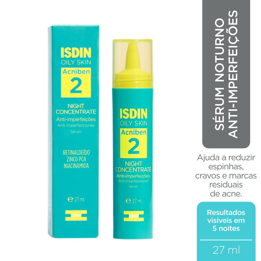Sérum Facial ISDIN Acniben Anti Imperfeições Night Concentrate 2 27ml — imagem 2 | Drogaria Taveira