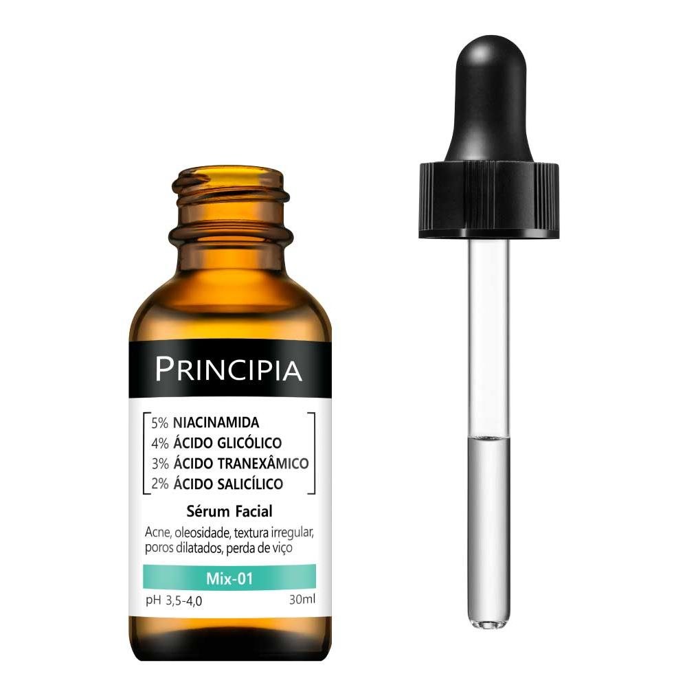 Sérum Facial Principia Mix-01 com Niacinamida 5% Ácido Glicólico 4% Ácido Tranexâmico 3% Ácido Salicílico 2% 30ml — imagem 2 | Drogaria Taveira