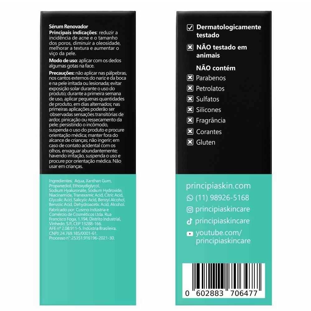 Sérum Facial Principia Mix-01 com Niacinamida 5% Ácido Glicólico 4% Ácido Tranexâmico 3% Ácido Salicílico 2% 30ml — imagem 3 | Drogaria Taveira