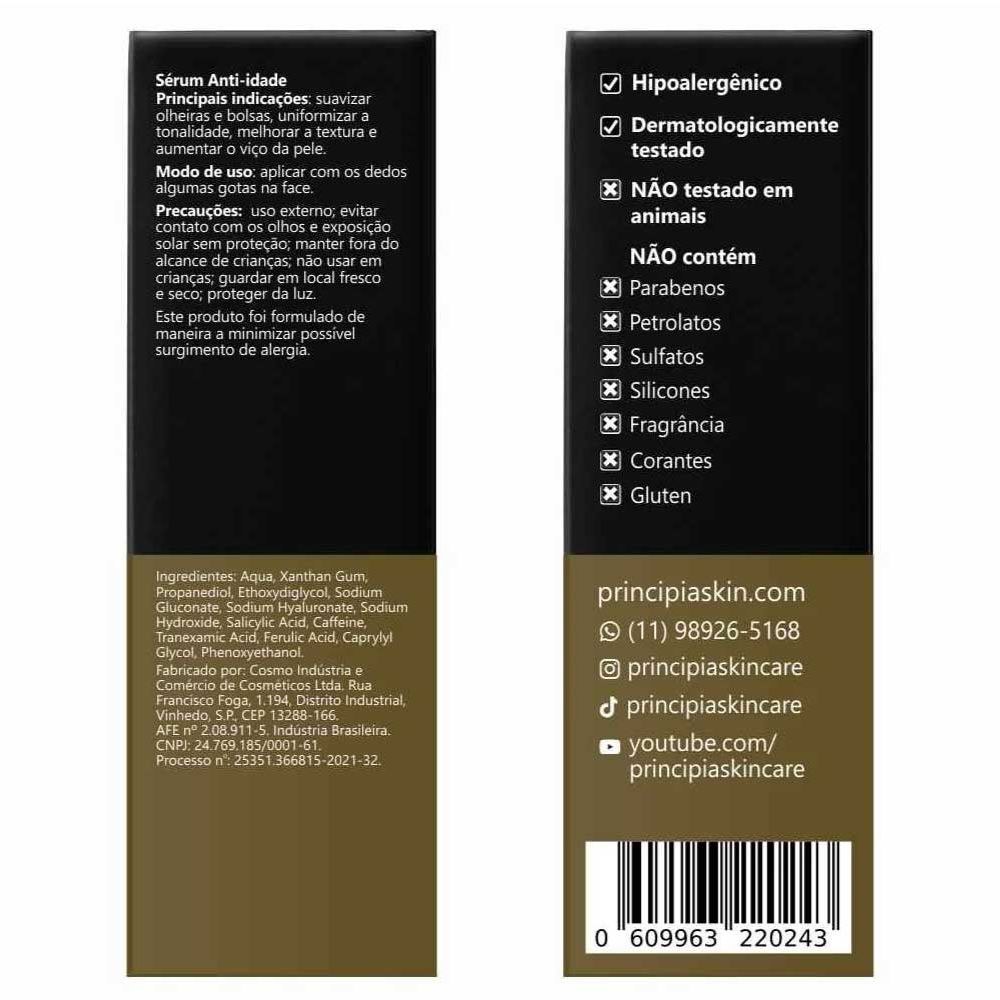 Sérum Facial Principia Mix 02 com Cafeína 5%, Ácido Tranexâmico 3% e Ácido Ferúlico 0,5% 30ml — imagem 4 | Drogaria Taveira