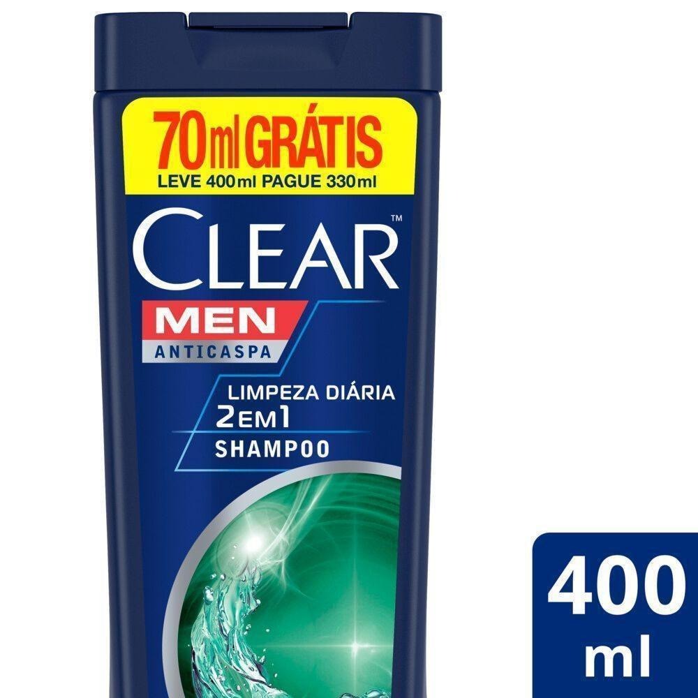Shampoo Anticaspa Clear Men Limpeza Diária 2 em 1 400ml — Clear | Drogaria Taveira