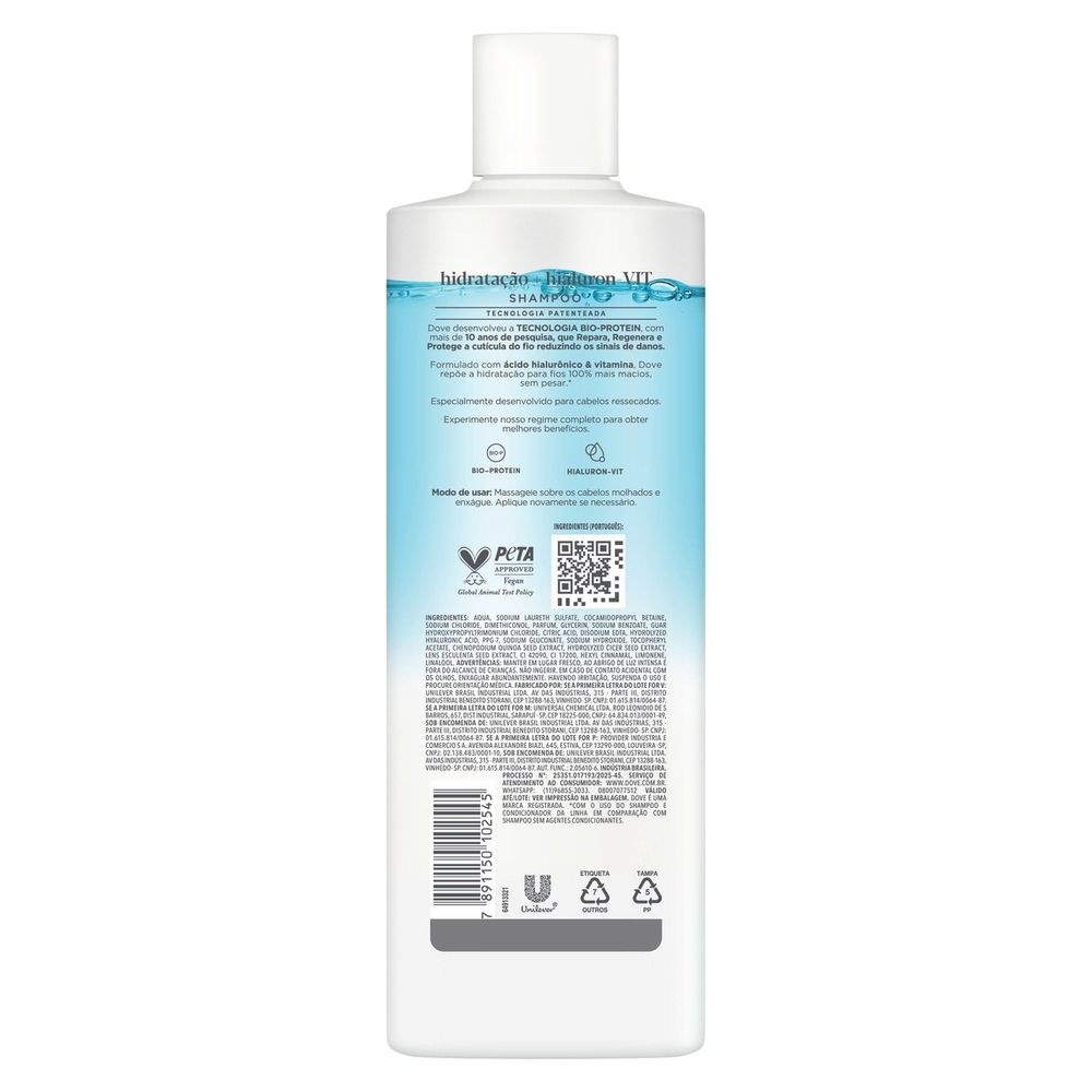 Shampoo Dove Hidratação + Hialuron-Vit 370ml — imagem 3 | Drogaria Taveira