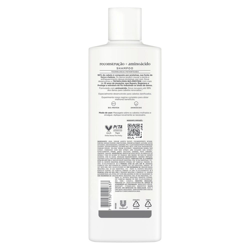 Shampoo Dove Reconstrução + Aminoácido 370ml — imagem 3 | Drogaria Taveira