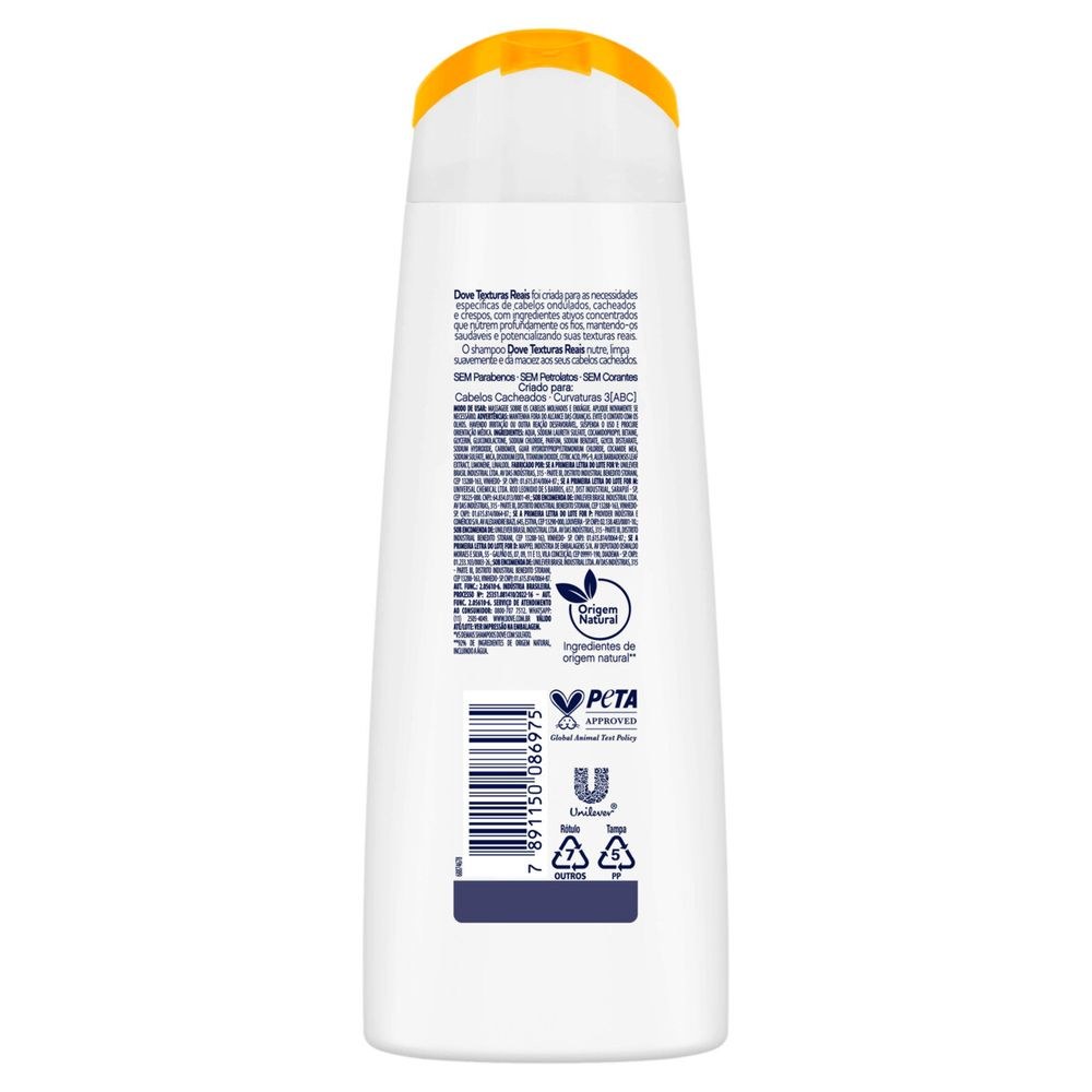 Shampoo Dove Texturas Reais Cacheados Frasco 200ml — imagem 2 | Drogaria Taveira