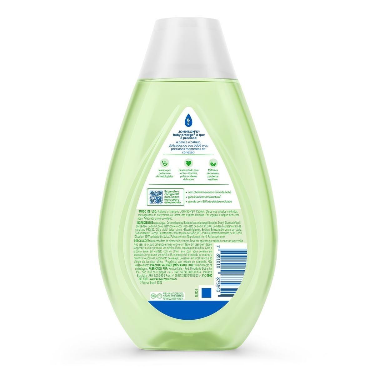 Shampoo Infantil Johnson's Baby Cabelos Claros Camomila 400ml — imagem 3 | Drogaria Taveira