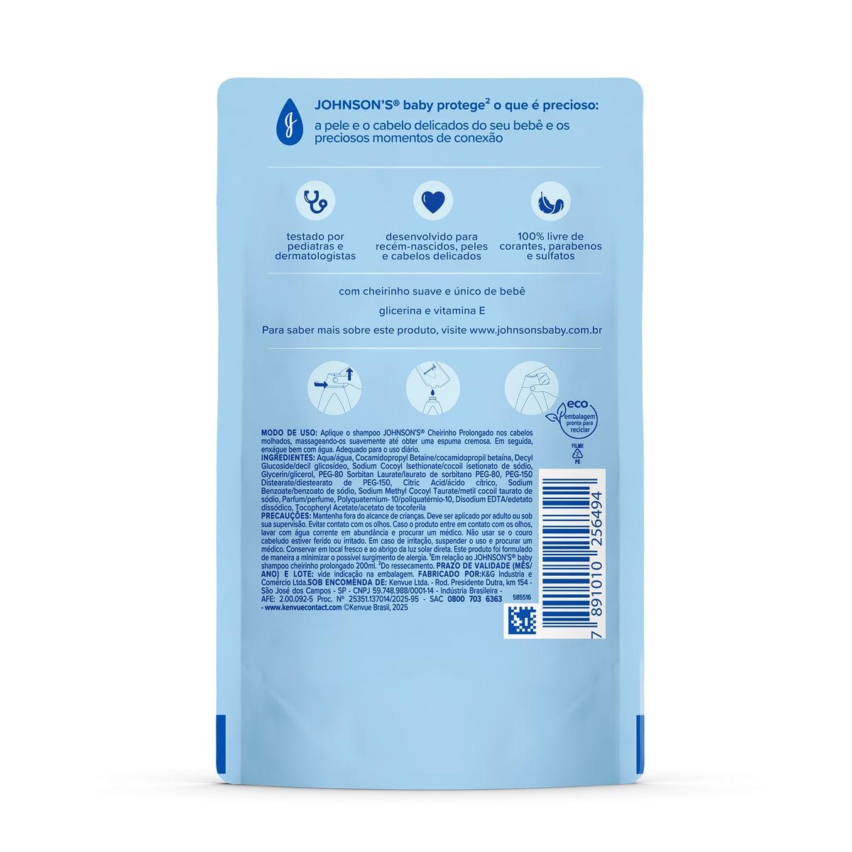 Shampoo Infantil Johnson's Baby Cheirinho Prolongado Refil 180ml — imagem 2 | Drogaria Taveira