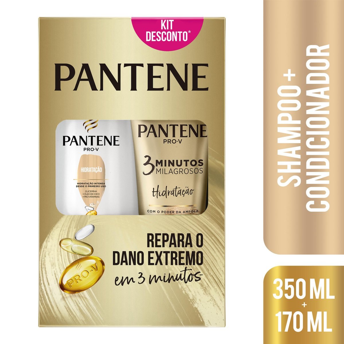 Shampoo Pantene Hidratação 350ml + Condicionador Pantene Hidratação 3 Minutos Milagrosos 170ml — imagem 2 | Drogaria Taveira