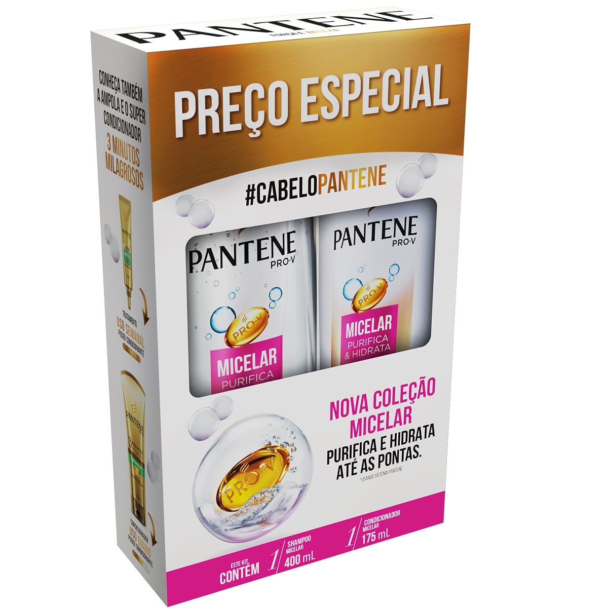 Shampoo Pantene Micelar 400ml + Condicionador 175ml — imagem 2 | Drogaria Taveira