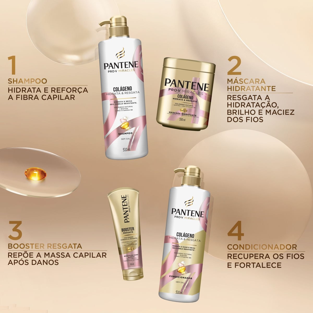 Shampoo Pantene Pro-V Miracles Colágeno Hidrata & Resgata 510ml — imagem 2 | Drogaria Taveira