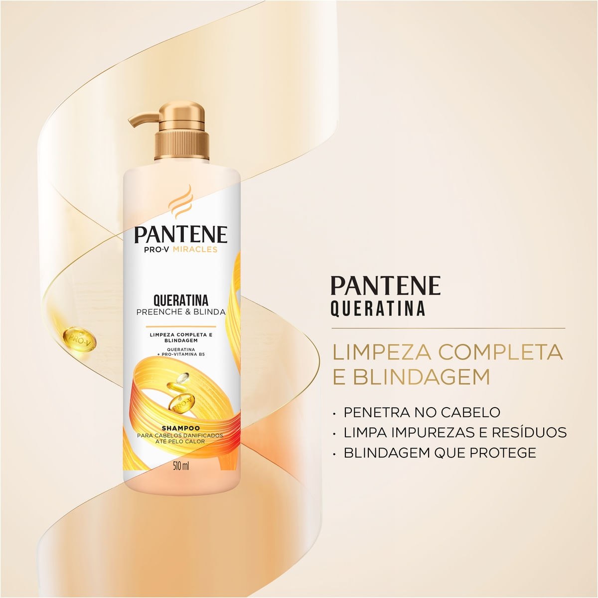 Shampoo Pantene Pro-V Miracles Queratina Preenche & Blinda 510ml — imagem 2 | Drogaria Taveira