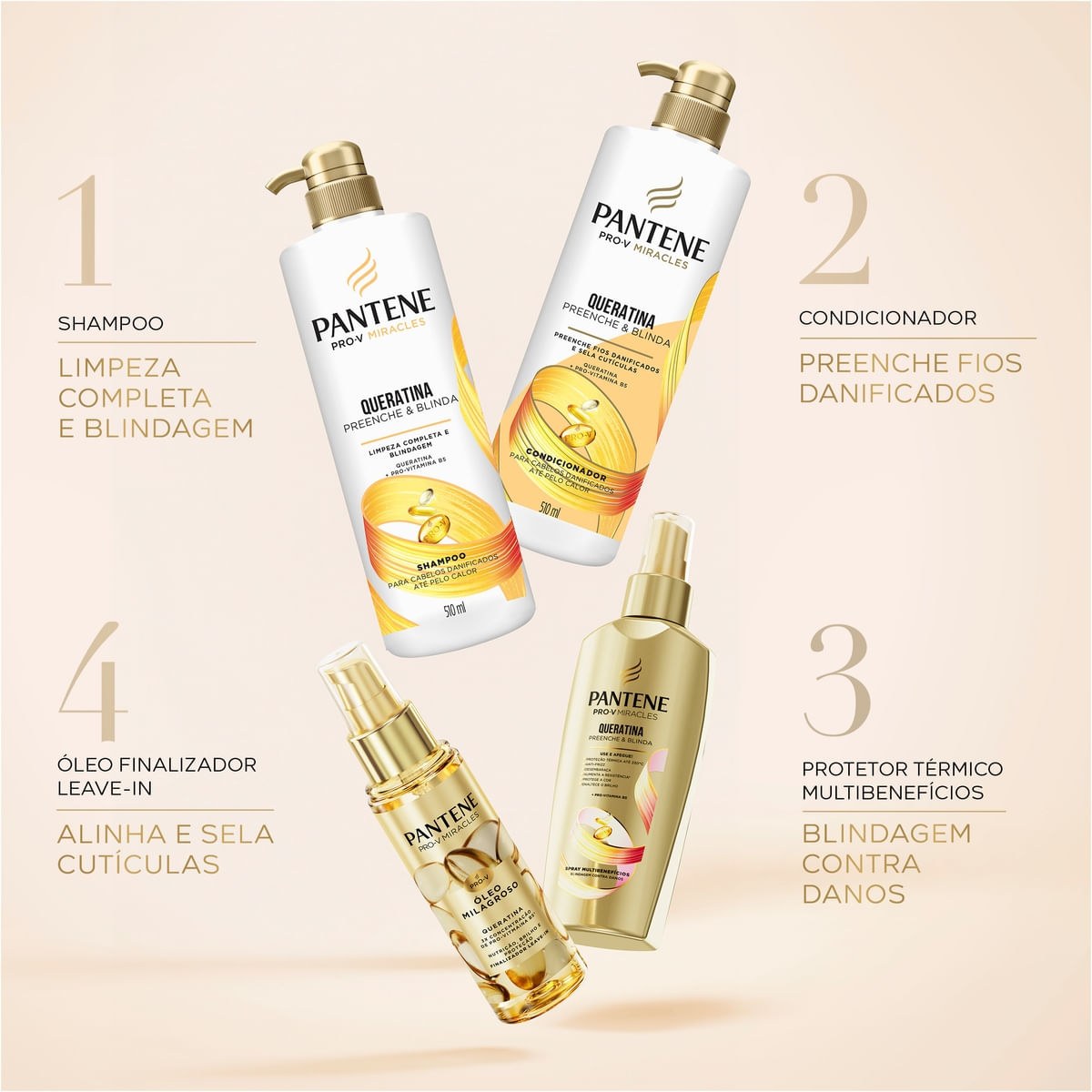 Shampoo Pantene Pro-V Miracles Queratina Preenche & Blinda 510ml — imagem 4 | Drogaria Taveira