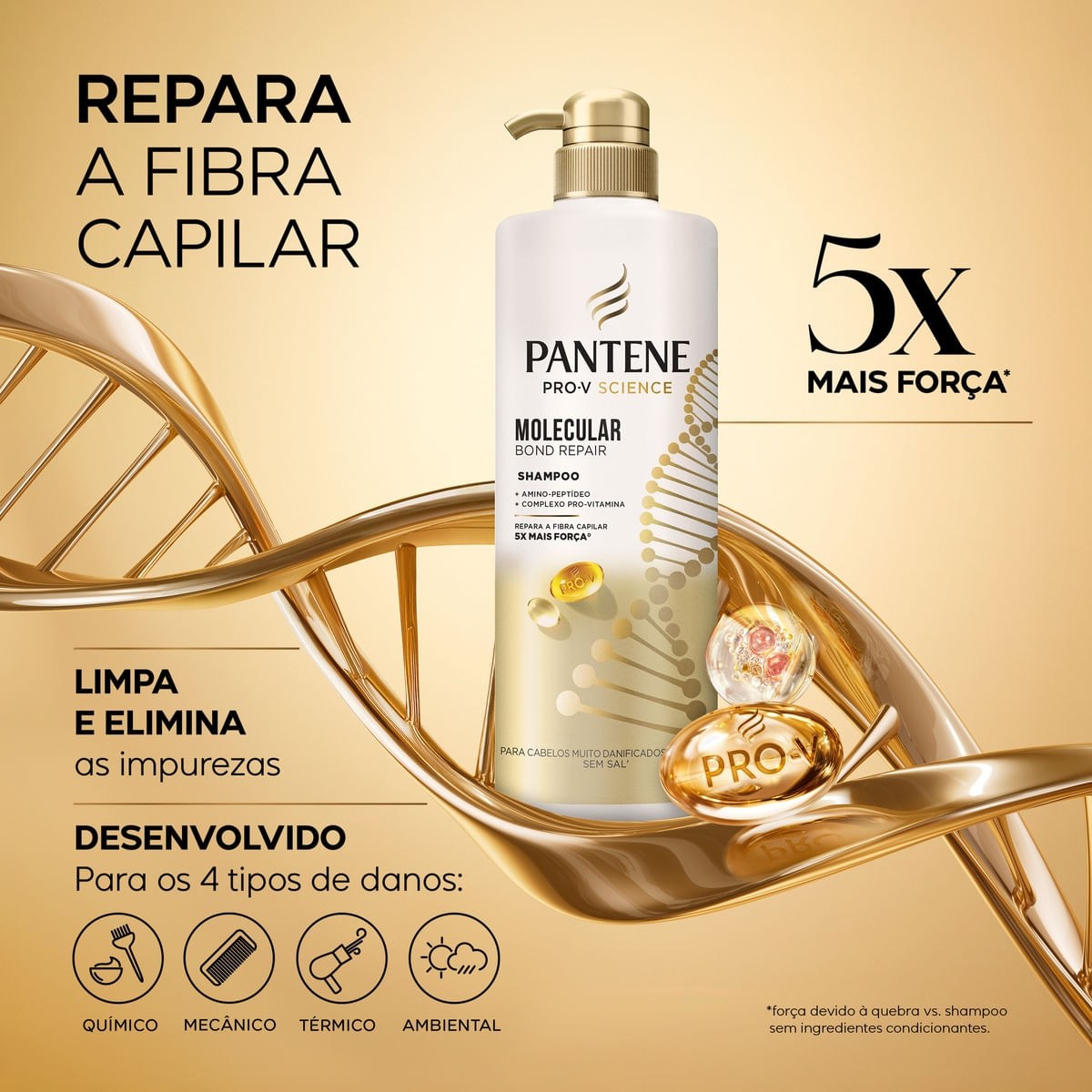 Shampoo Reparador Pantene Molecular Bond Repair 510ml — imagem 2 | Drogaria Taveira