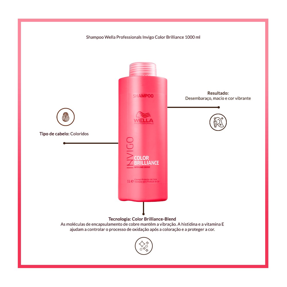 Shampoo Wella Professionals Invigo Color Brilliance 1000 ml — imagem 2 | Drogaria Taveira