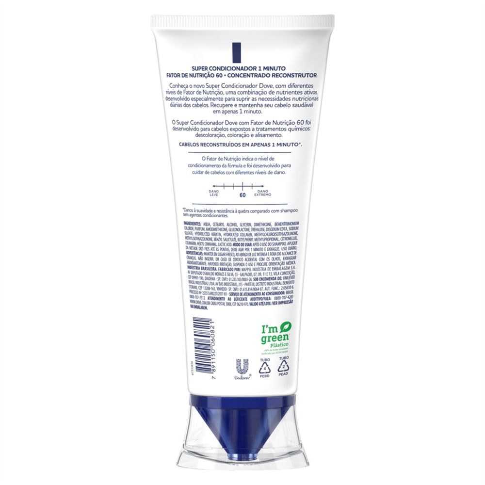 Super Condicionador Dove 1 Minuto Fator de Nutrição 60 170ml — imagem 3 | Drogaria Taveira