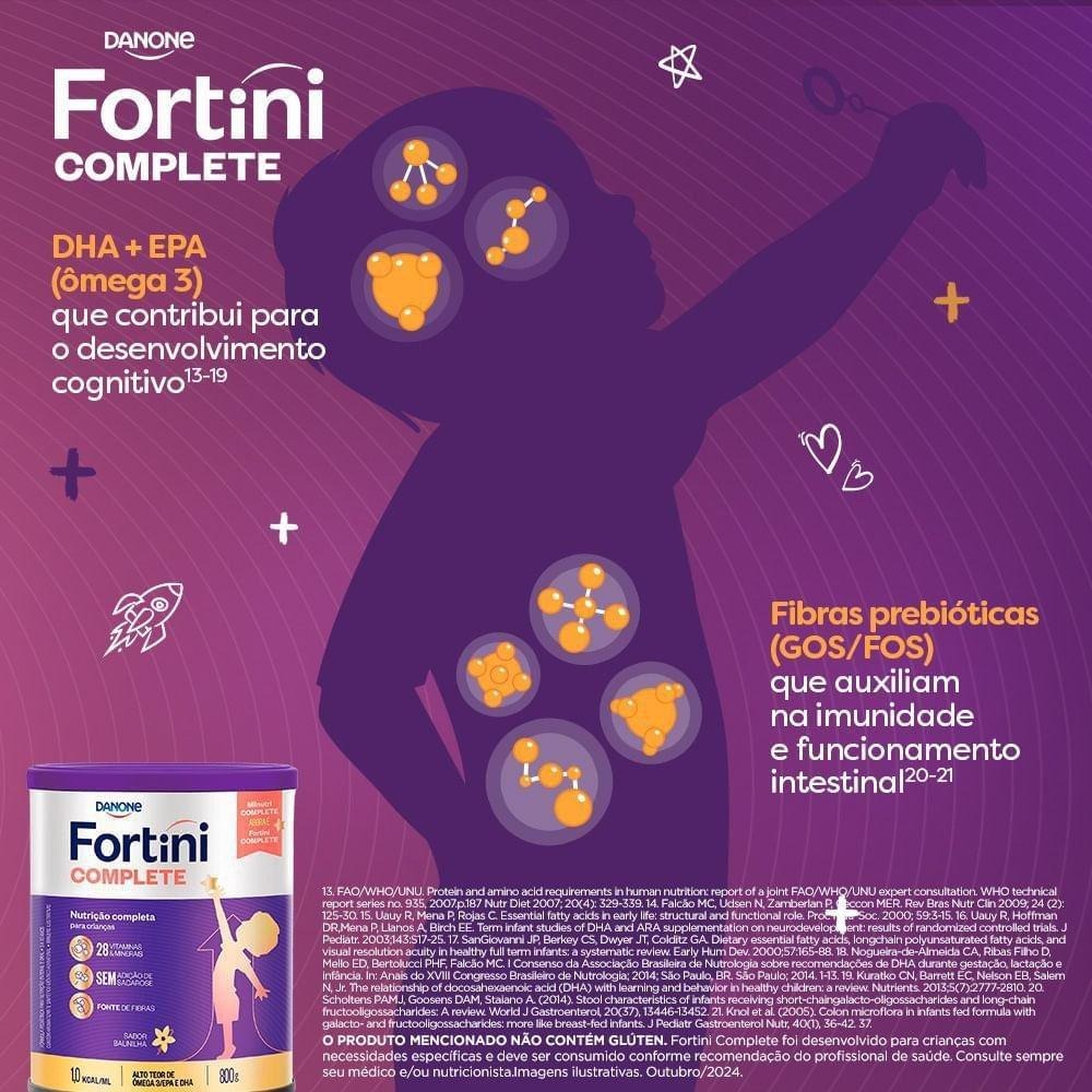Suplemento Alimentar Infantil Fortini Complete Sabor Baunilha 800g — imagem 4 | Drogaria Taveira