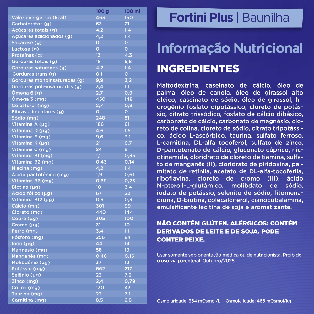 Suplemento Alimentar Infantil Fortini Plus Sabor Baunilha 400g — imagem 4 | Drogaria Taveira