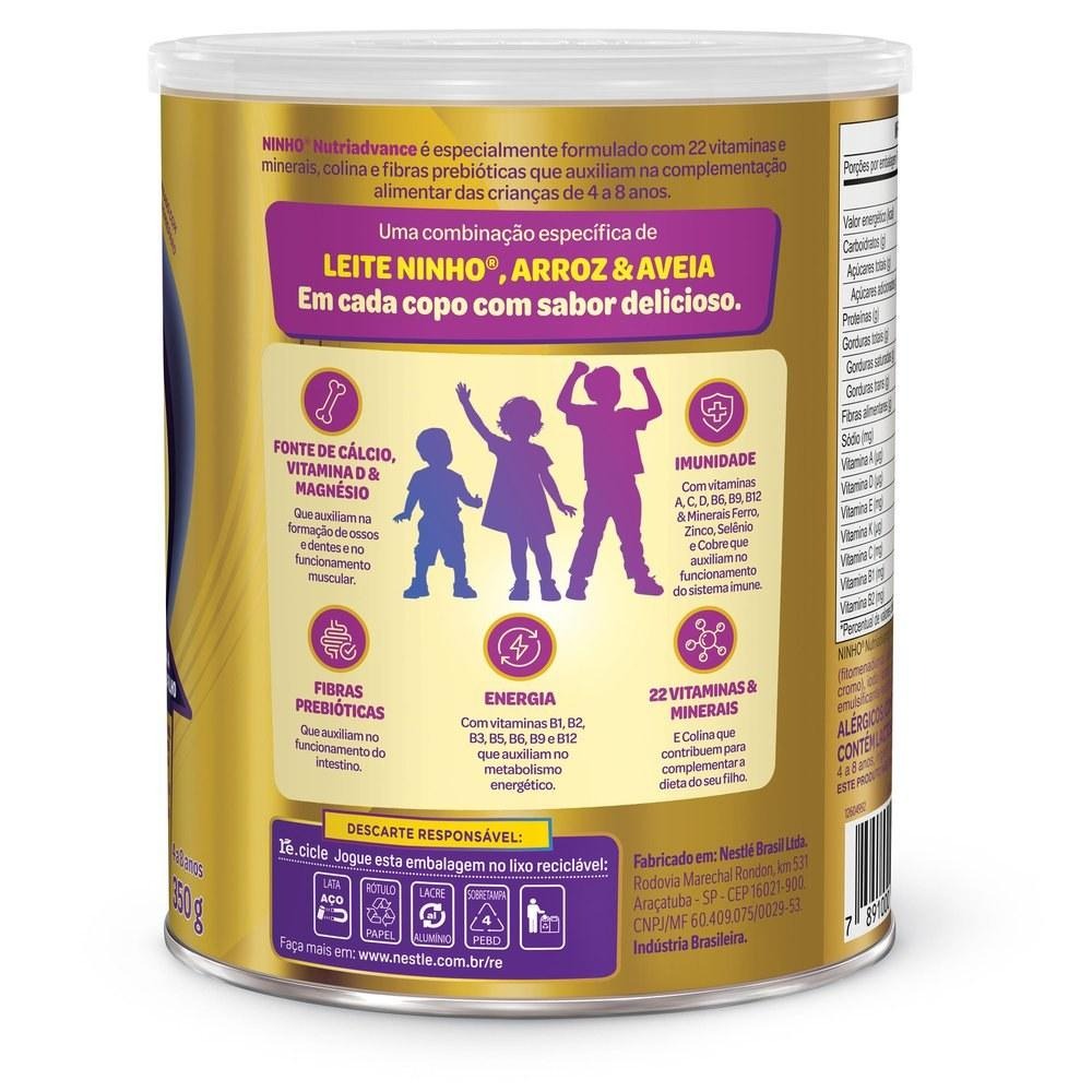 Suplemento Alimentar Infantil Ninho Nutriadvance de 4 a 8 anos Sabor Baunilha 350g — imagem 3 | Drogaria Taveira