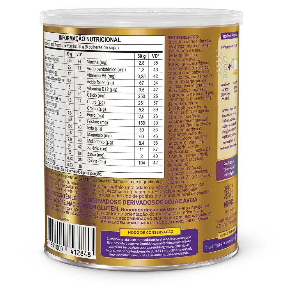 Suplemento Alimentar Infantil Ninho Nutriadvance de 4 a 8 anos Sabor Baunilha 350g — imagem 4 | Drogaria Taveira