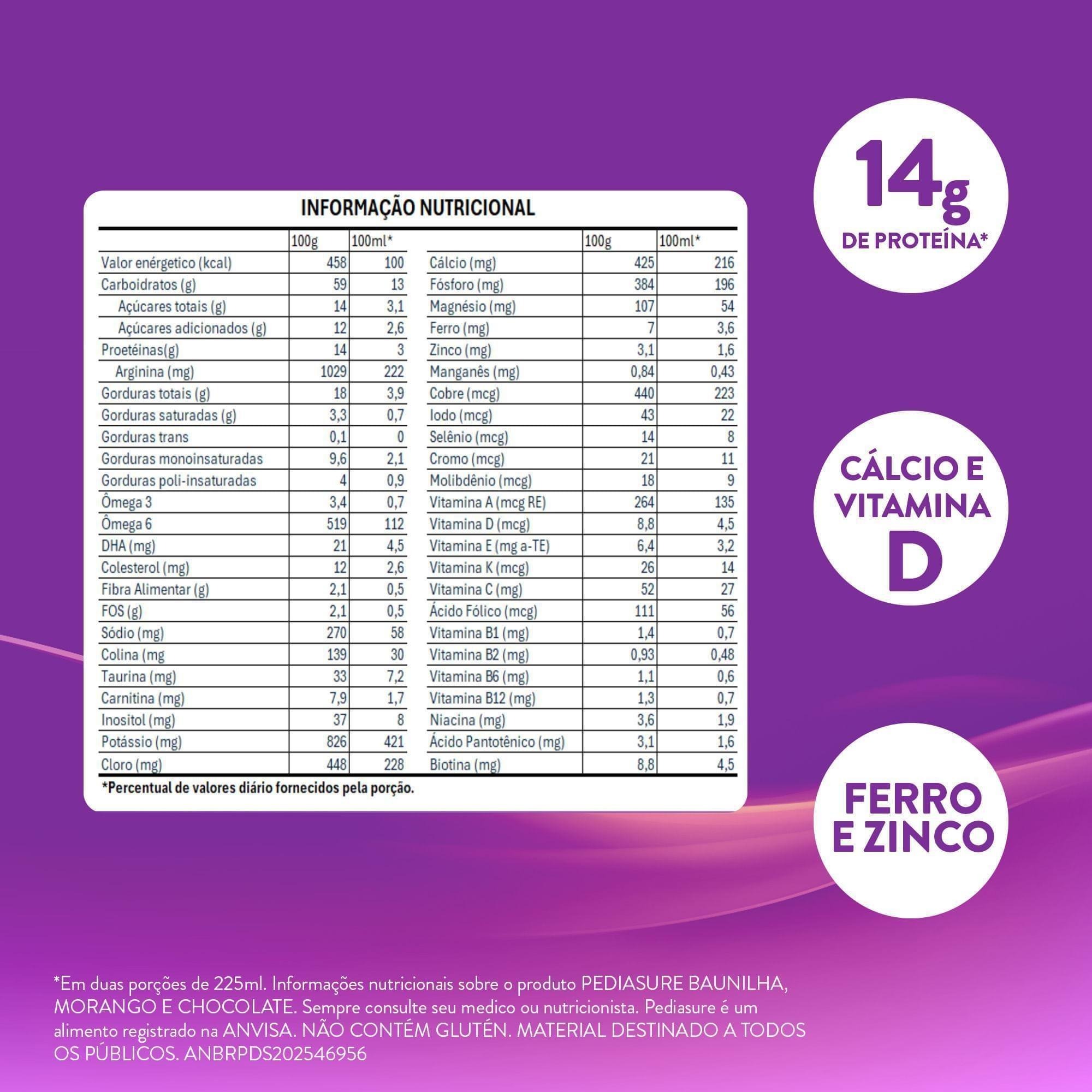 Suplemento Alimentar Infantil PediaSure Complete Sabor Chocolate +4 anos 850g — imagem 3 | Drogaria Taveira